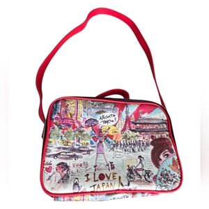 IZAK New York Illustrated "I Love Japan" Crossbody Bag Lunchbox Red 10×8×4 Tokyo